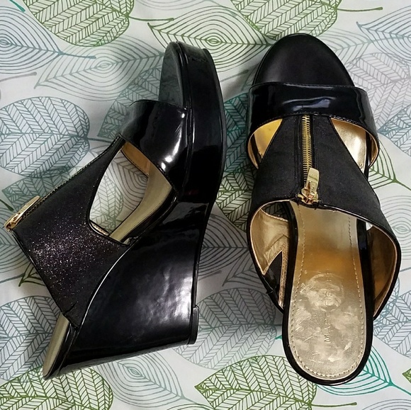 Marc Fisher Shoes - NWOT Marc Fisher sparkly black wedges, 10